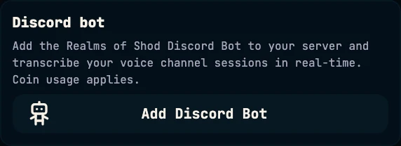 The Discord bot setting in the H.U.B., with an Add Discord Bot button